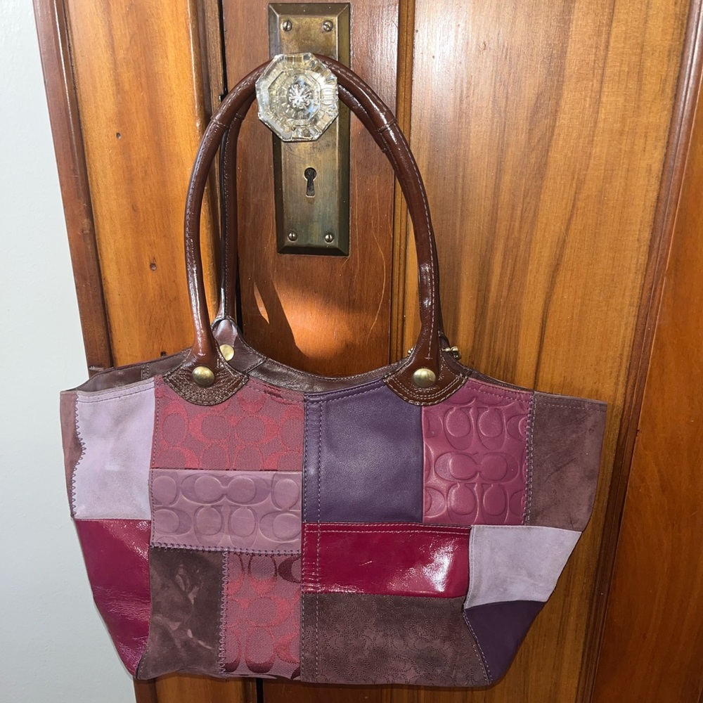 Patchwork Coach Shoulder Bag Berry Patch